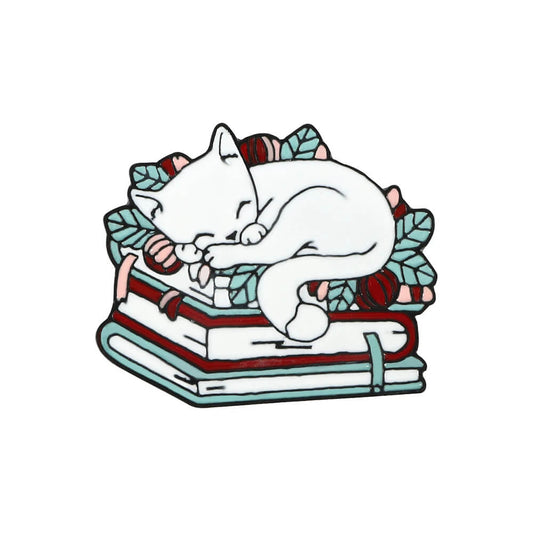 Cat, Flowers and Books