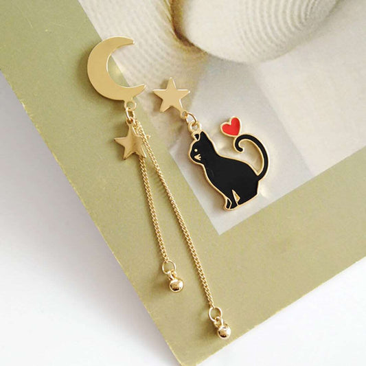 Cat Starry Moon Earrings