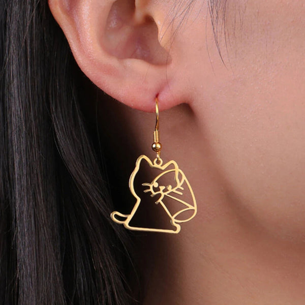 Load image into Gallery viewer, Drinking Cat Earrings
