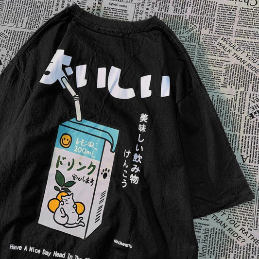 Lemony Cat Drink T-Shirt
