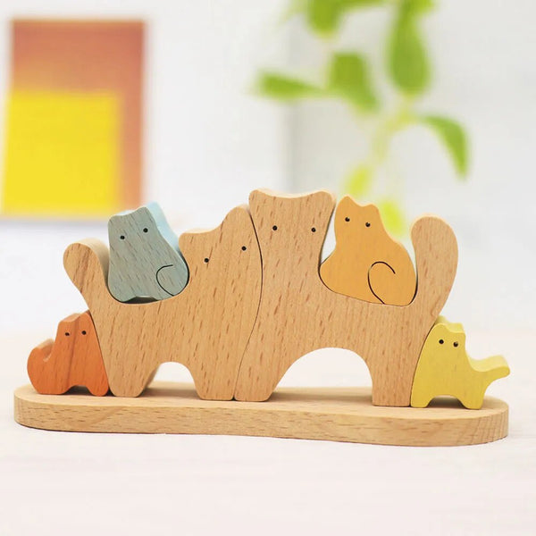 Load image into Gallery viewer, Wooden Cat Puzzle Decor

