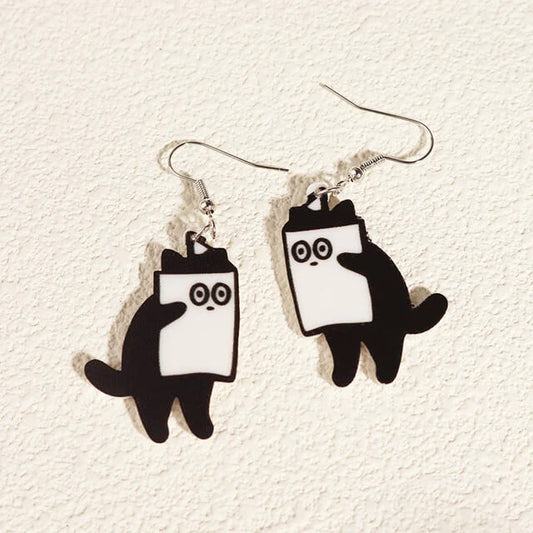 Shy Hiding Cat Earrings