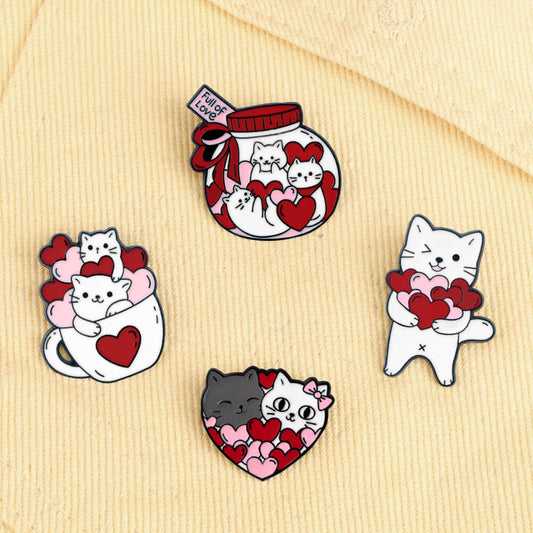 Love Drunk Cat Pin Set