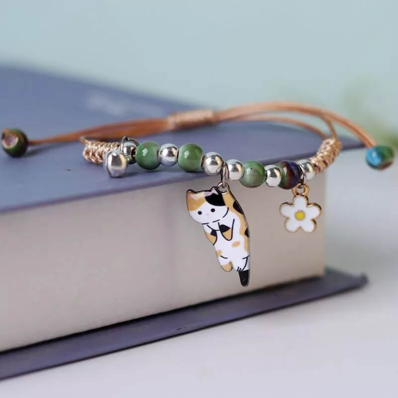 Hanging Cat Bracelet Brown