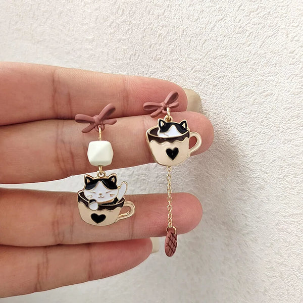 Load image into Gallery viewer, Coffee Cat Earrings
