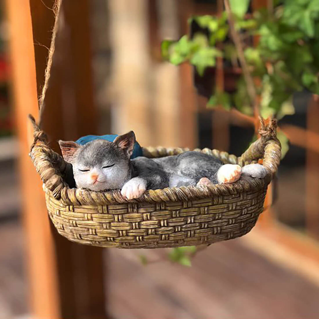 Hanging Basket Cat Decor