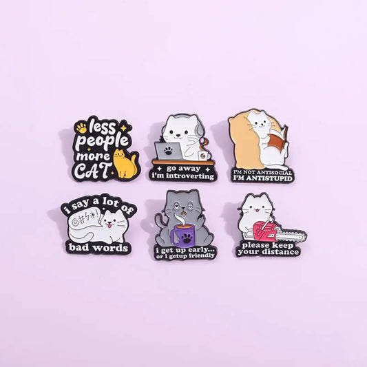 Introvert Cat Pin Set