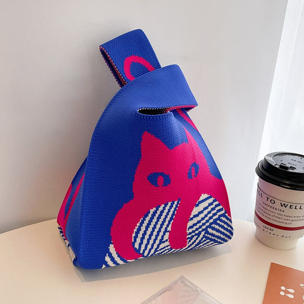 Load image into Gallery viewer, Knitting Cat Knitted Bag
