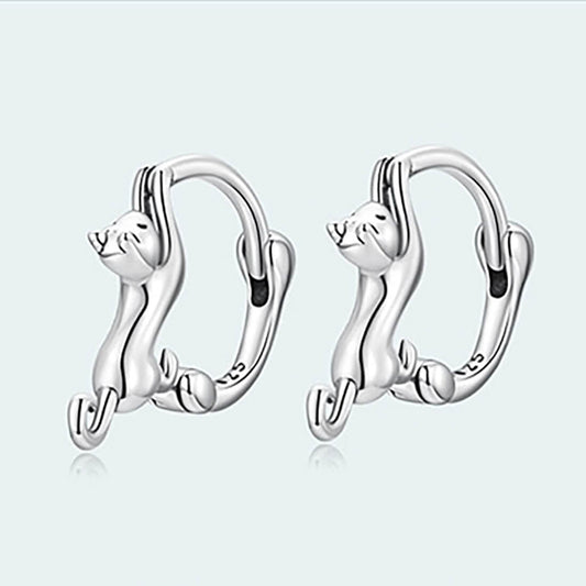 Leaping Cat Hoop Earrings