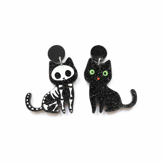 Black Cat Mismatched Earrings