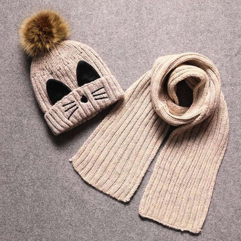 Cat Winter Hat Set