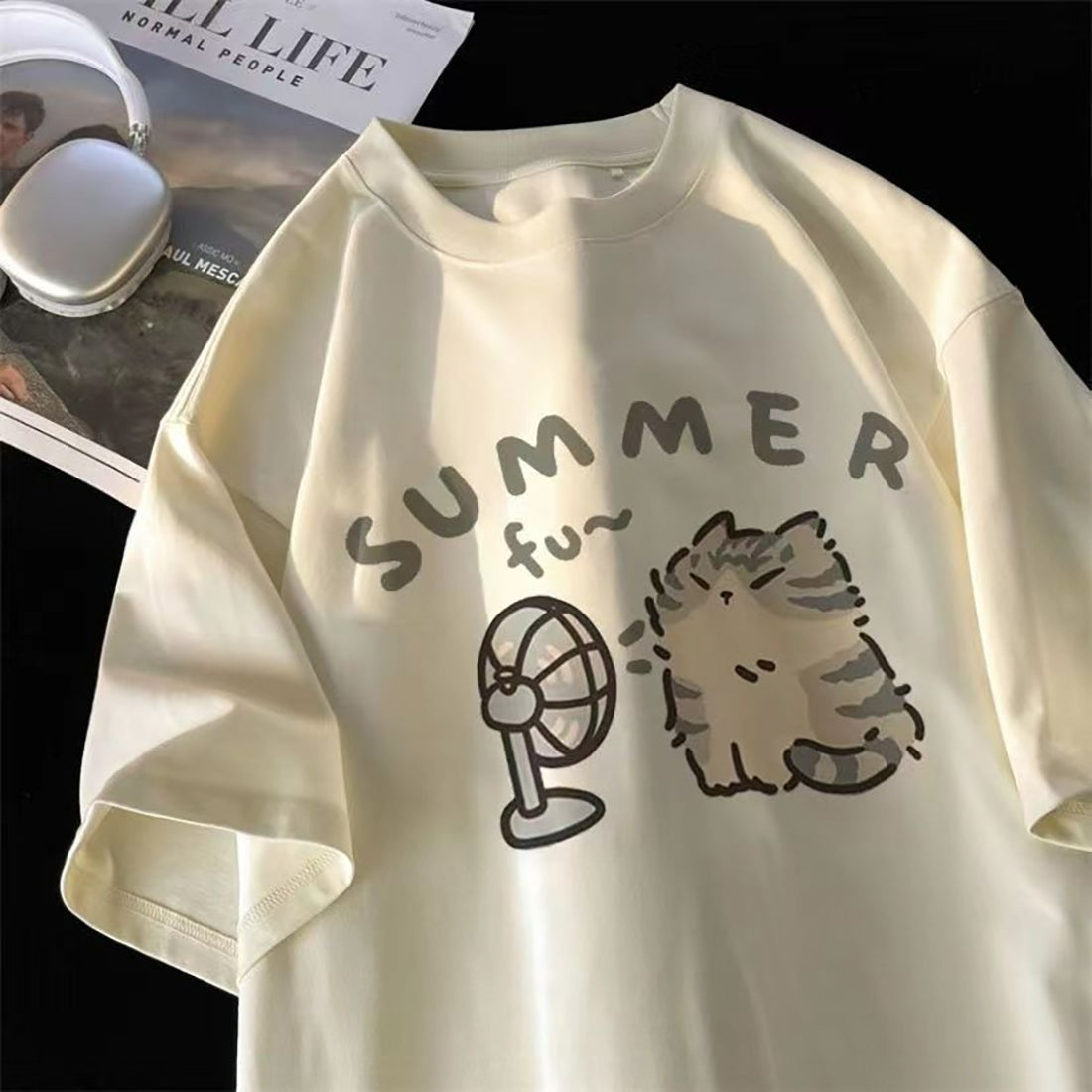 ◆24SS ITZAVIBE SUMMER CAT T SHIRT◆ MUSINSA | ITZAVIBE CAT WITH A FLOWER T SHIRT