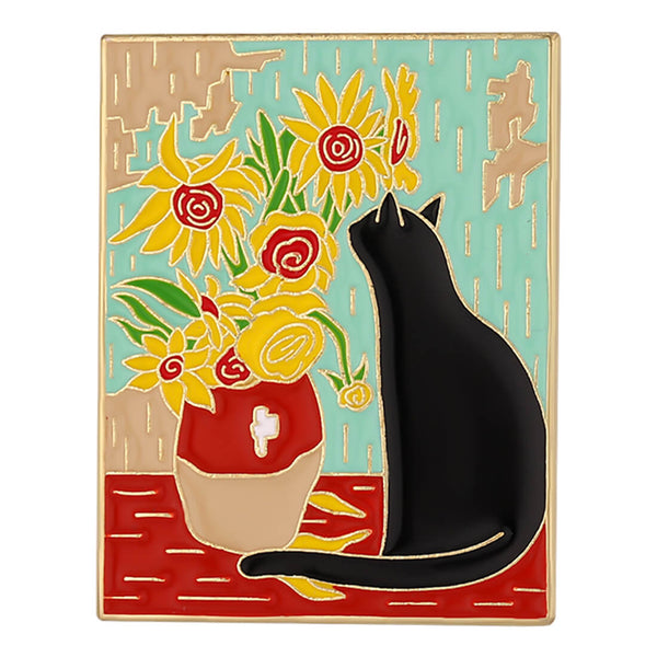 Load image into Gallery viewer, Van Gogh Cat Pin
