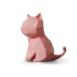 Geometric Playful Cat Figurine