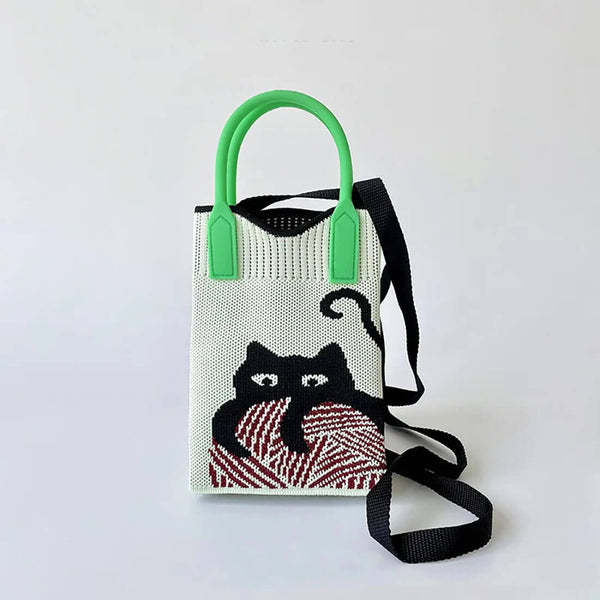 Load image into Gallery viewer, Knitting Cat Knitted Vest Bag
