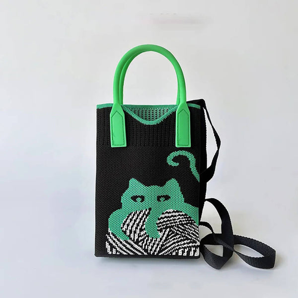 Load image into Gallery viewer, Knitting Cat Knitted Vest Bag
