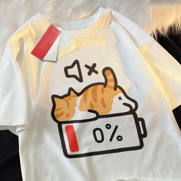 No Battery Cat T-Shirt – Meoweirdo