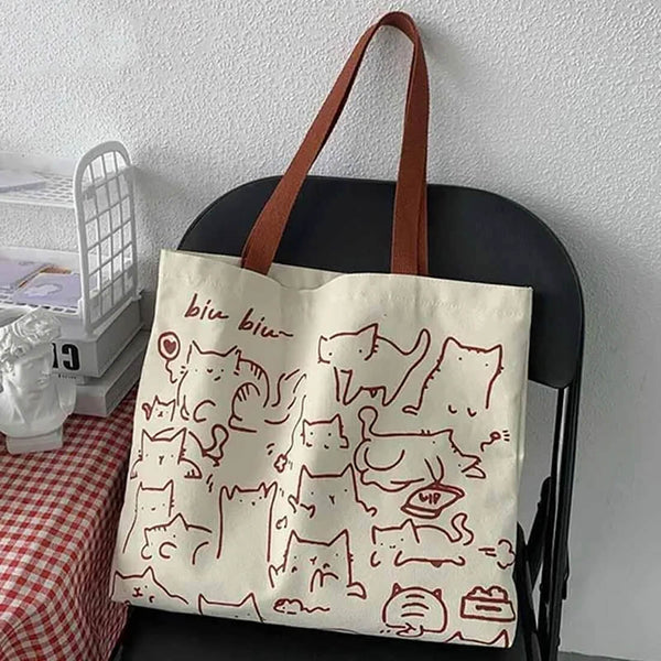 Load image into Gallery viewer, Cat Scribbles Tote Bag
