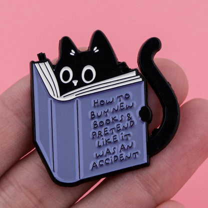 Bookworm Cat Pin