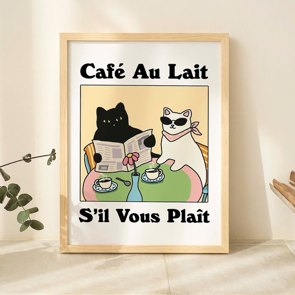 French Cafe Cat Wall Art