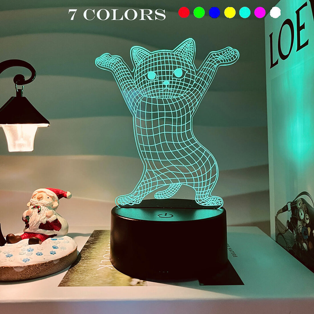 3D Cat Hologram Lamp