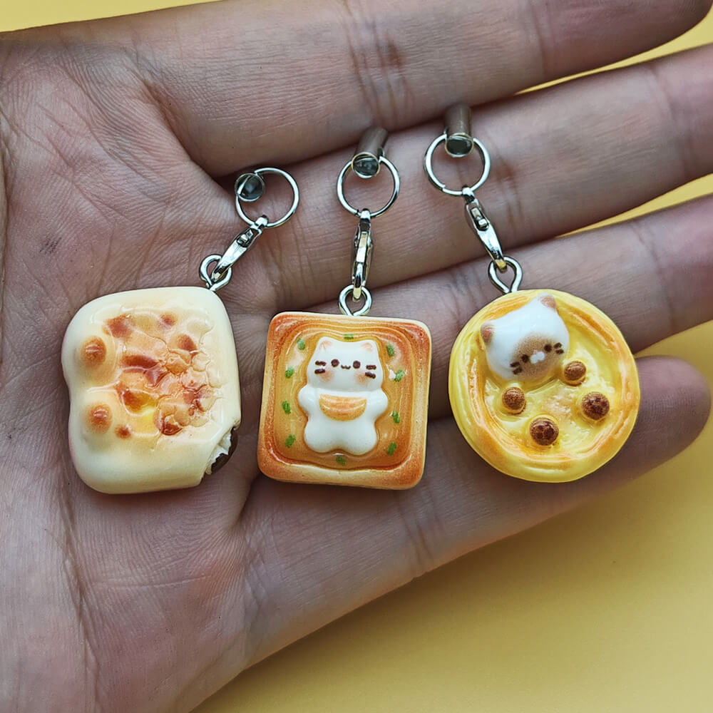 Cat Bread Keychain Set