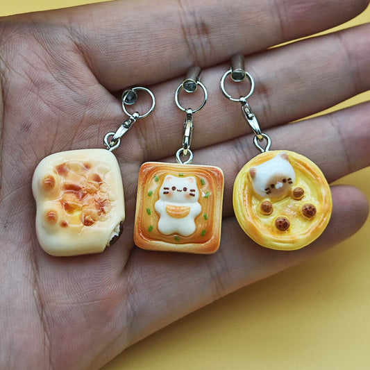 Cat Bread Keychain Set