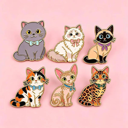 Bow Tie Cat Pin Set
