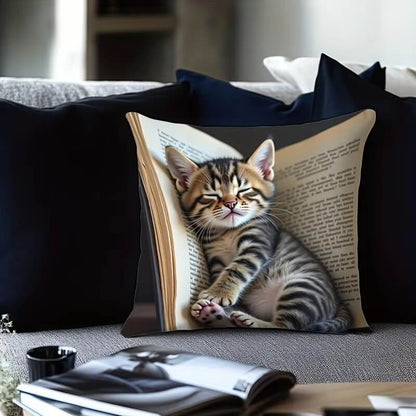 Sleepy Book Cat Pillowcase