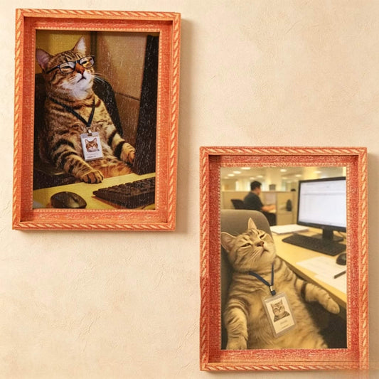 Office Cat Magnet Set
