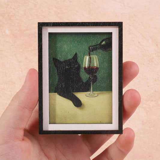 Wine Cat Fridge Magnet