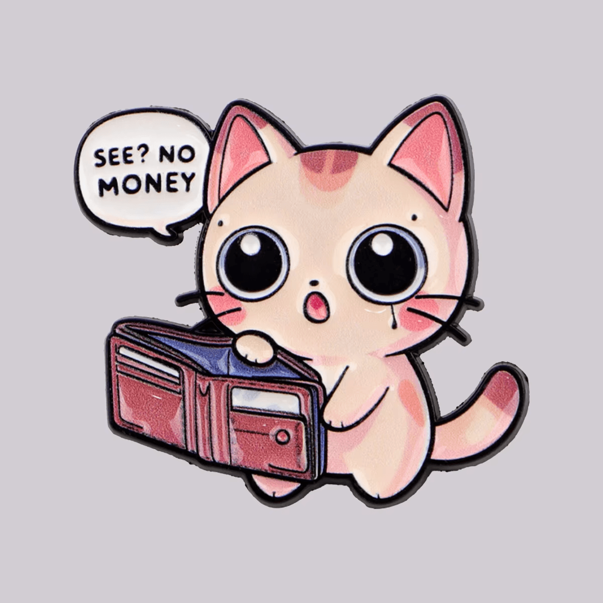 "No Money" Cat Pin