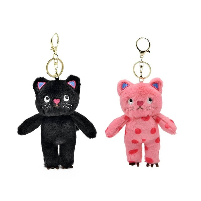 Poker Face Cat Keychain Set