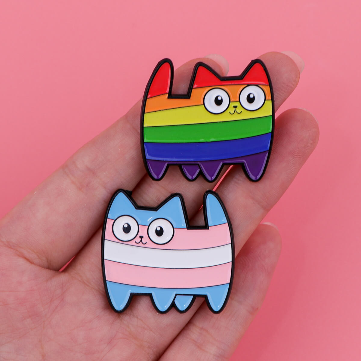 Rainbow Kitty Duo Pins