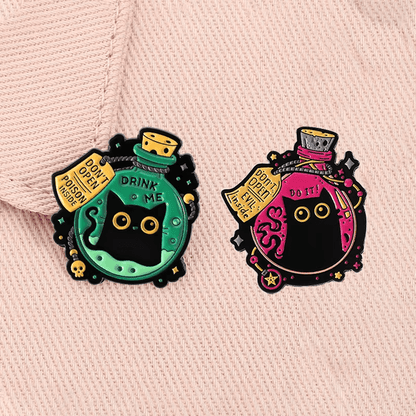 "Drink Me & Do It!" Cat Pin Set