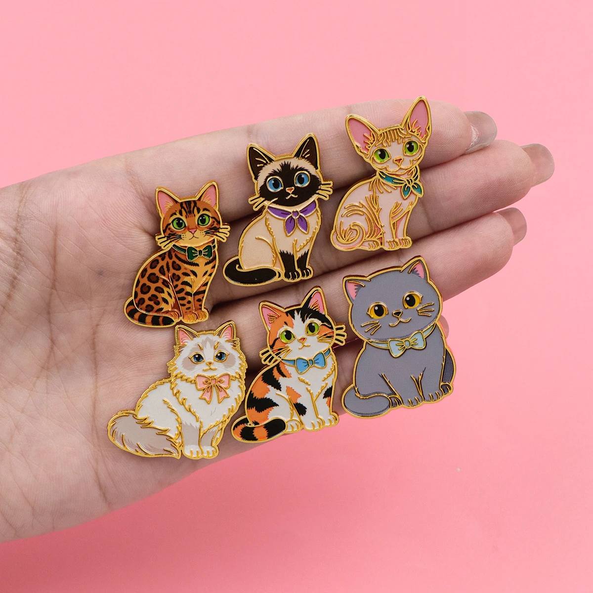 Bow Tie Cat Pin Set