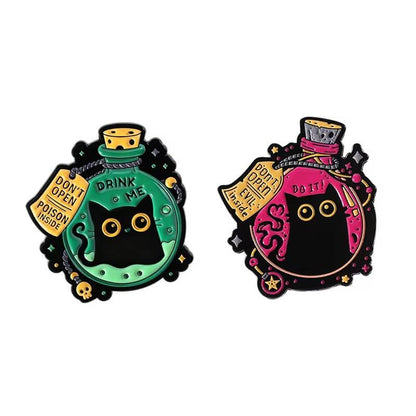 "Drink Me & Do It!" Cat Pin Set