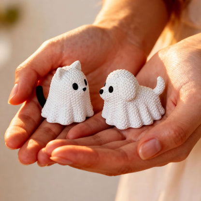 Ghostly Cat & Dog Figurine Set