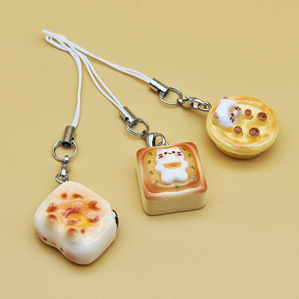 Cat Bread Keychain Set