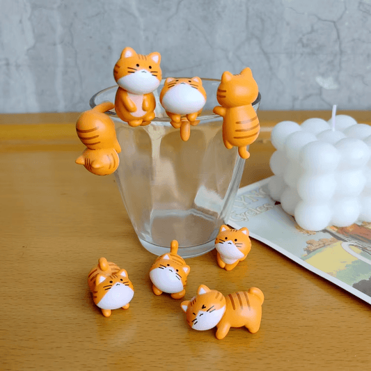 Mini Orange Cat Figurines