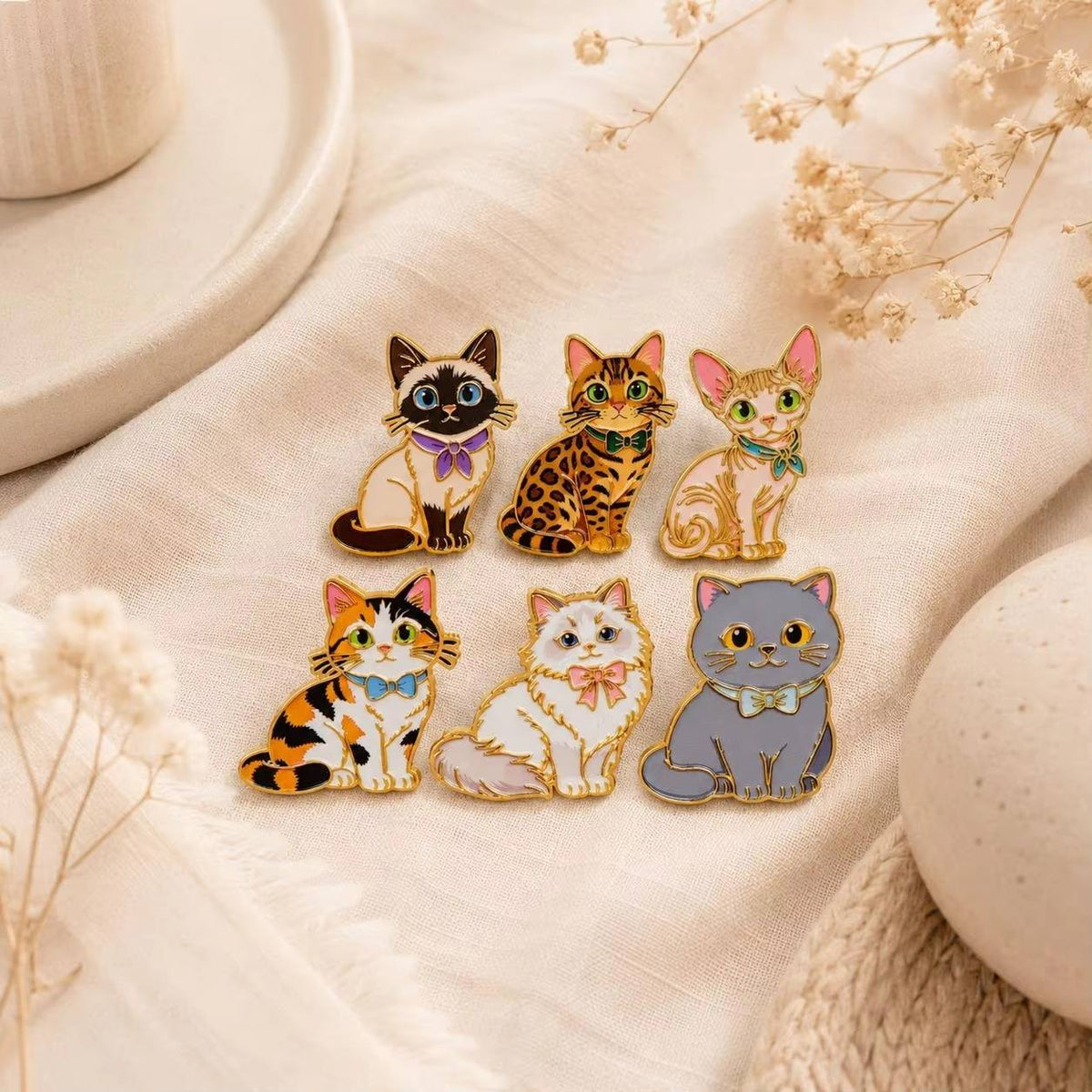 Bow Tie Cat Pin Set