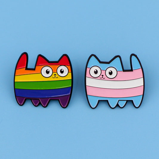 Rainbow Kitty Duo Pins