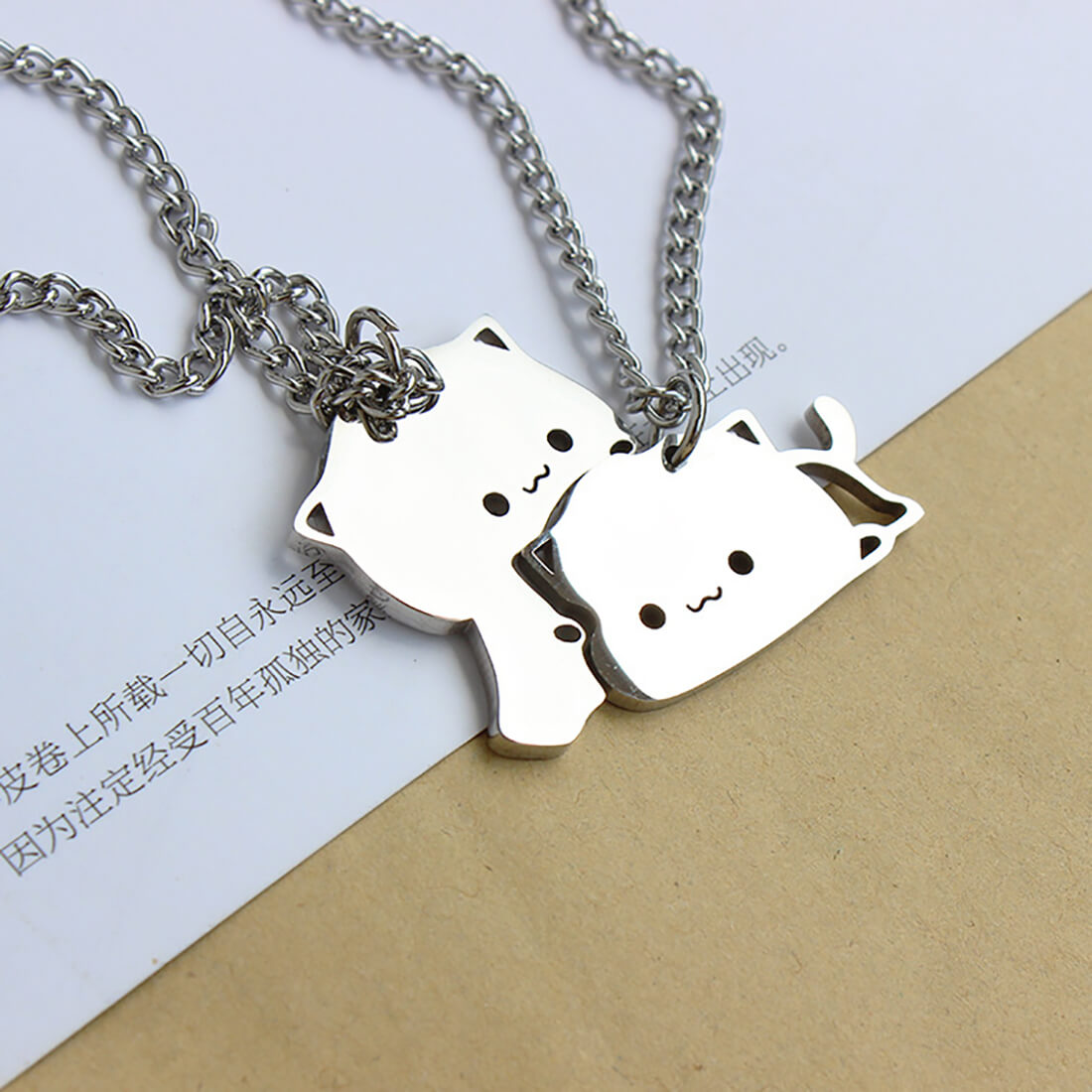 Cuddling Cats Couple Necklace