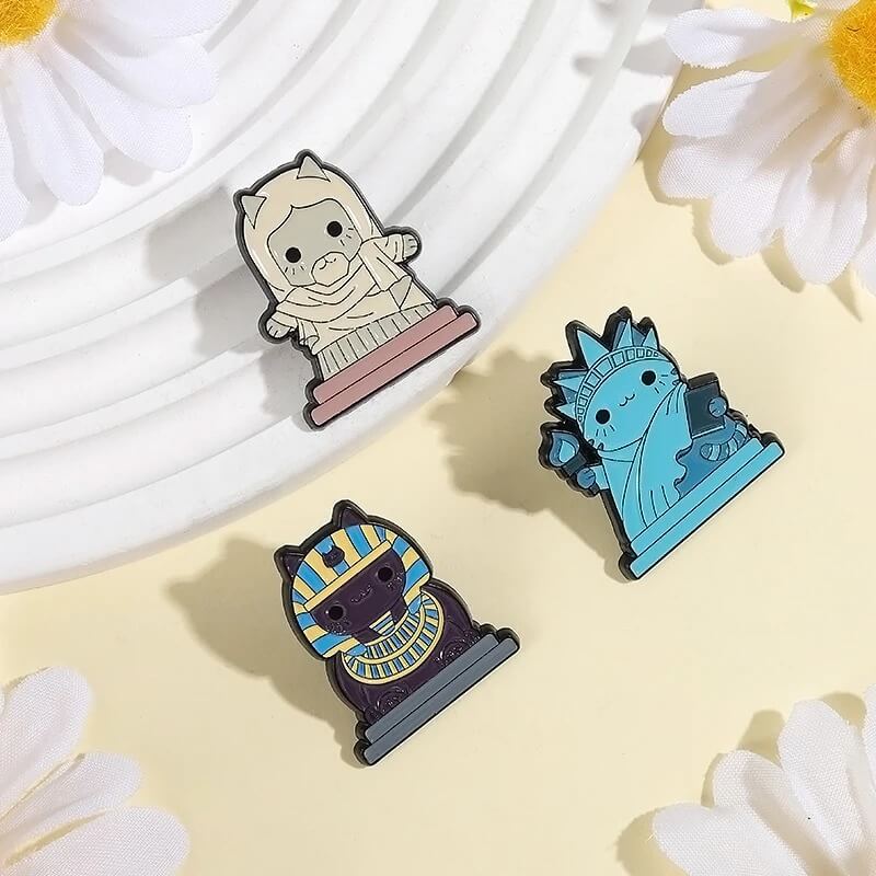 "Famous Cat Statue" Pin Set