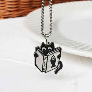 "The Reading Cat" Necklace