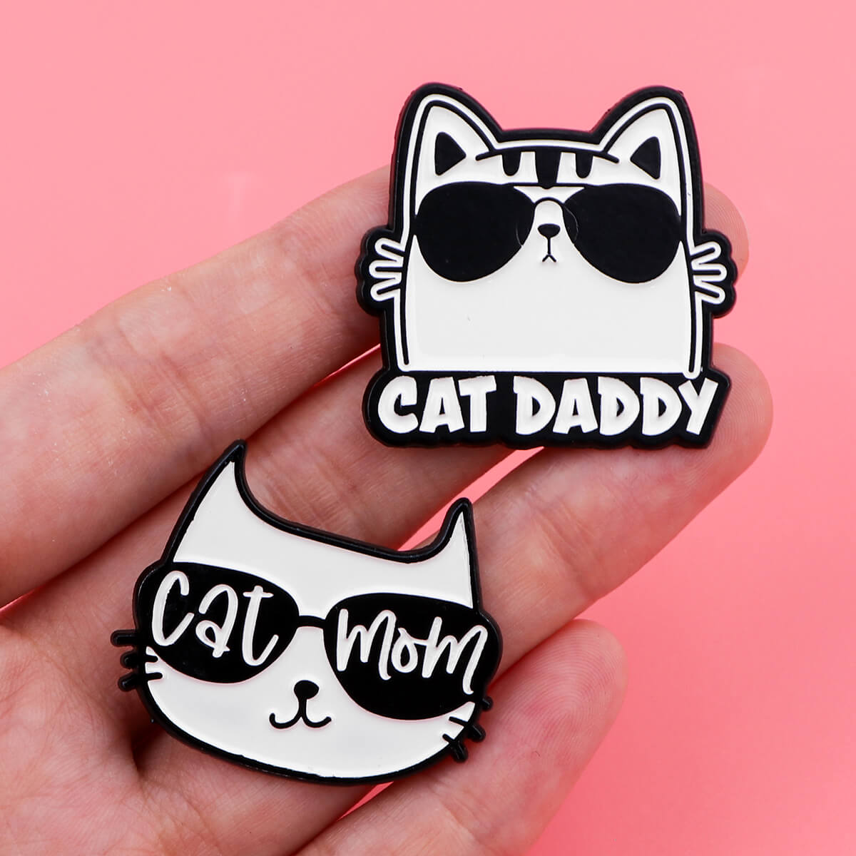 Cat Mom Cat Daddy Pin Set