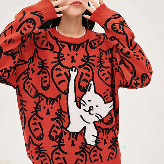 Allover Cat Doodle Sweatshirt