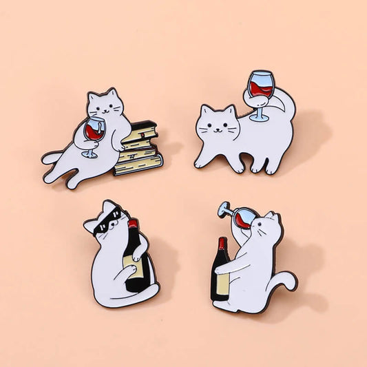 Wine Cat Pin Set