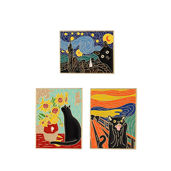 Load image into Gallery viewer, Van Gogh Cat Pin
