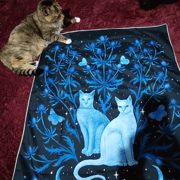 Load image into Gallery viewer, Blue Light Cat Tapestry
